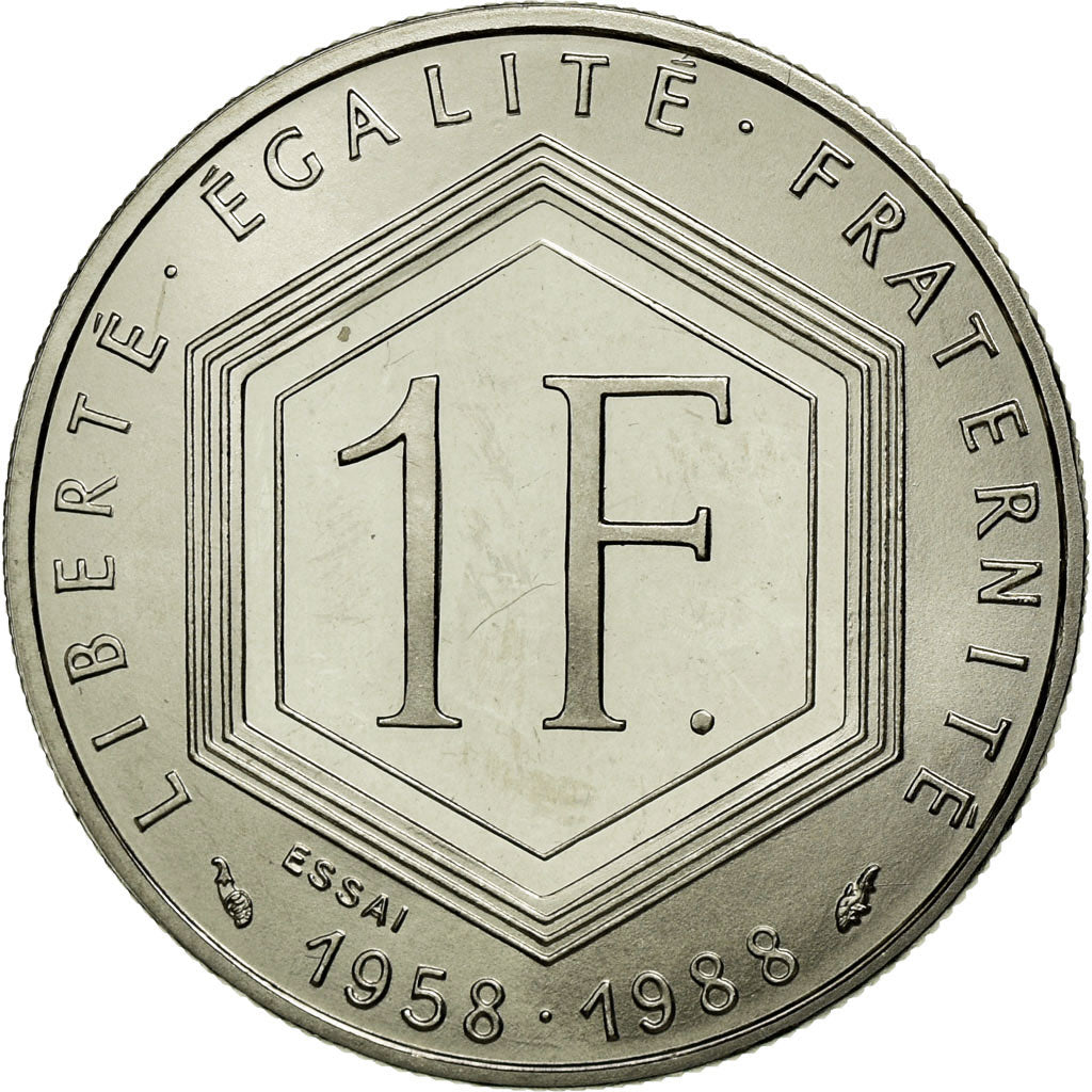 Coin, France, Franc, 1988, MS(60-62), Nickel, KM:E138, Gadoury:475