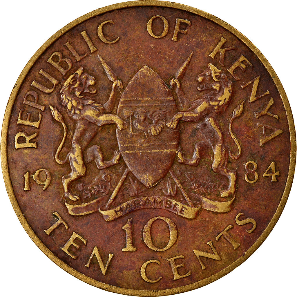 Moneta, Kenia, 10 Cents, 1984, British Royal Mint, EF(40-45), Mosiądz niklowy