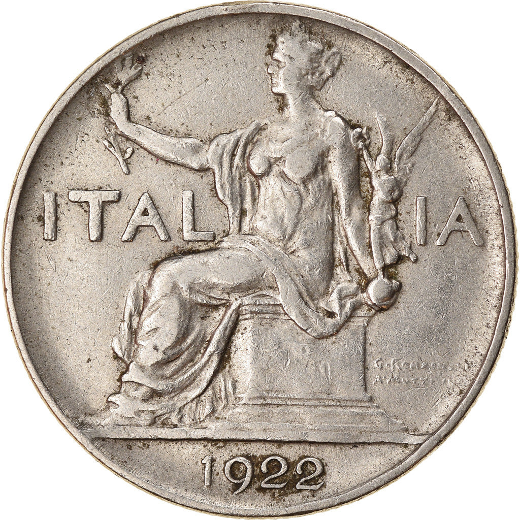 Coin, Italy, Vittorio Emanuele III, Lira, 1922, Rome, EF(40-45), Nickel, KM:62