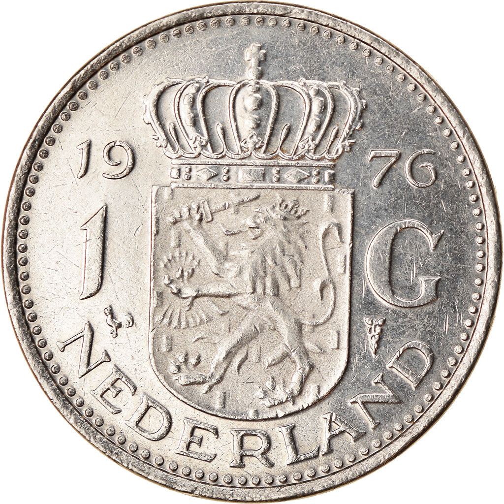 Coin, Netherlands, Juliana, Gulden, 1976, AU(55-58), Nickel, KM:184a