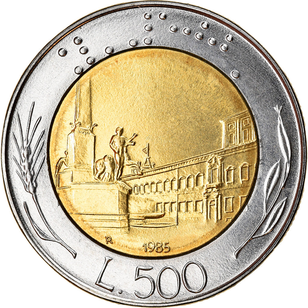 Coin, Italy, 500 Lire, 1985, Rome, AU(50-53), Bi-Metallic, KM:111