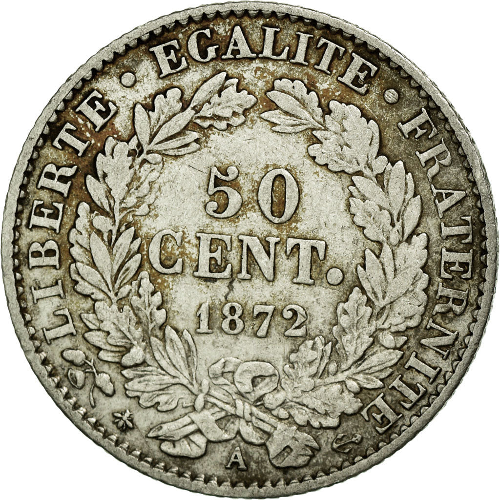 Monnaie, France, Cérès, 50 Centimes, 1872, Paris, TTB, Argent, KM:834.1