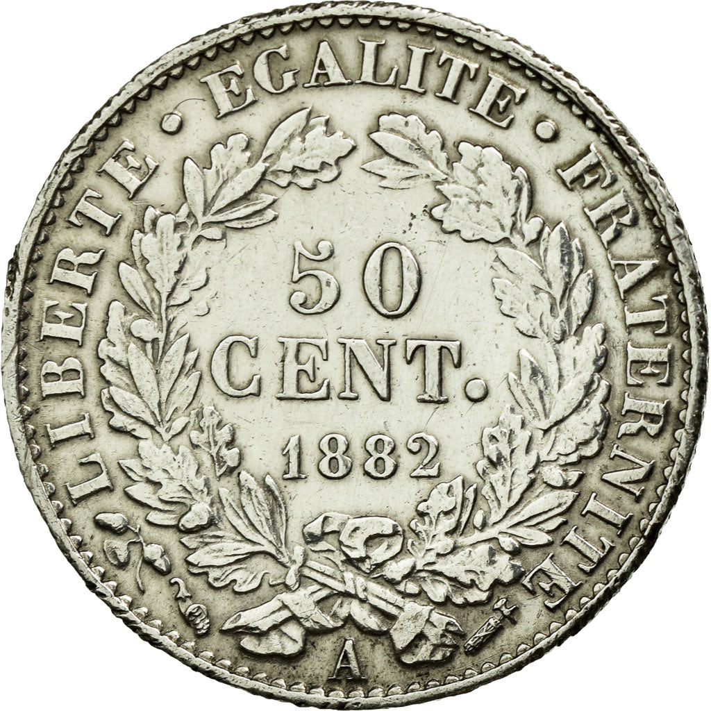 Coin, France, Cérès, 50 Centimes, 1882, Paris, AU(50-53), Silver, KM:834.1