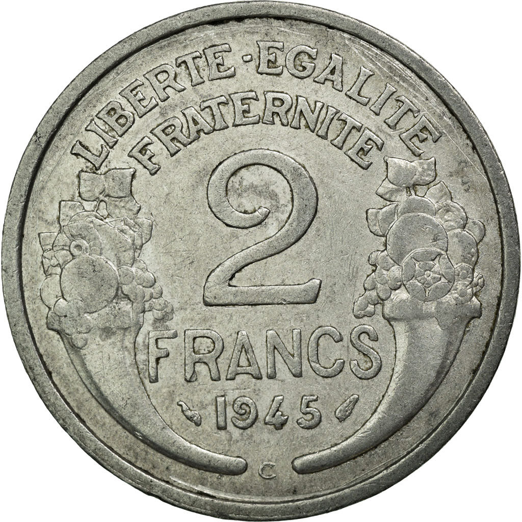 Coin, France, Morlon, 2 Francs, 1945, Castelsarrasin, EF(40-45), Aluminum