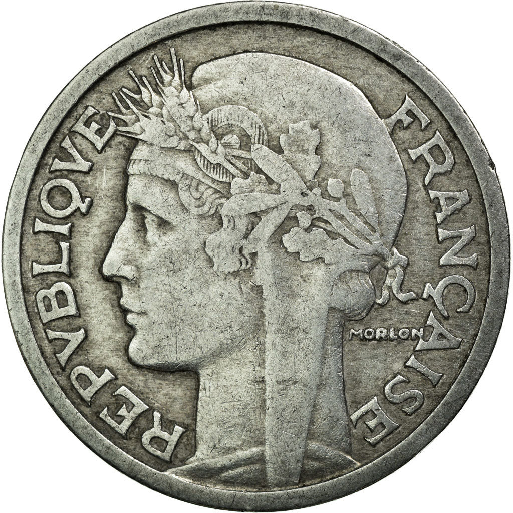 Coin, France, Morlon, 2 Francs, 1945, Castelsarrasin, VF(30-35), Aluminum