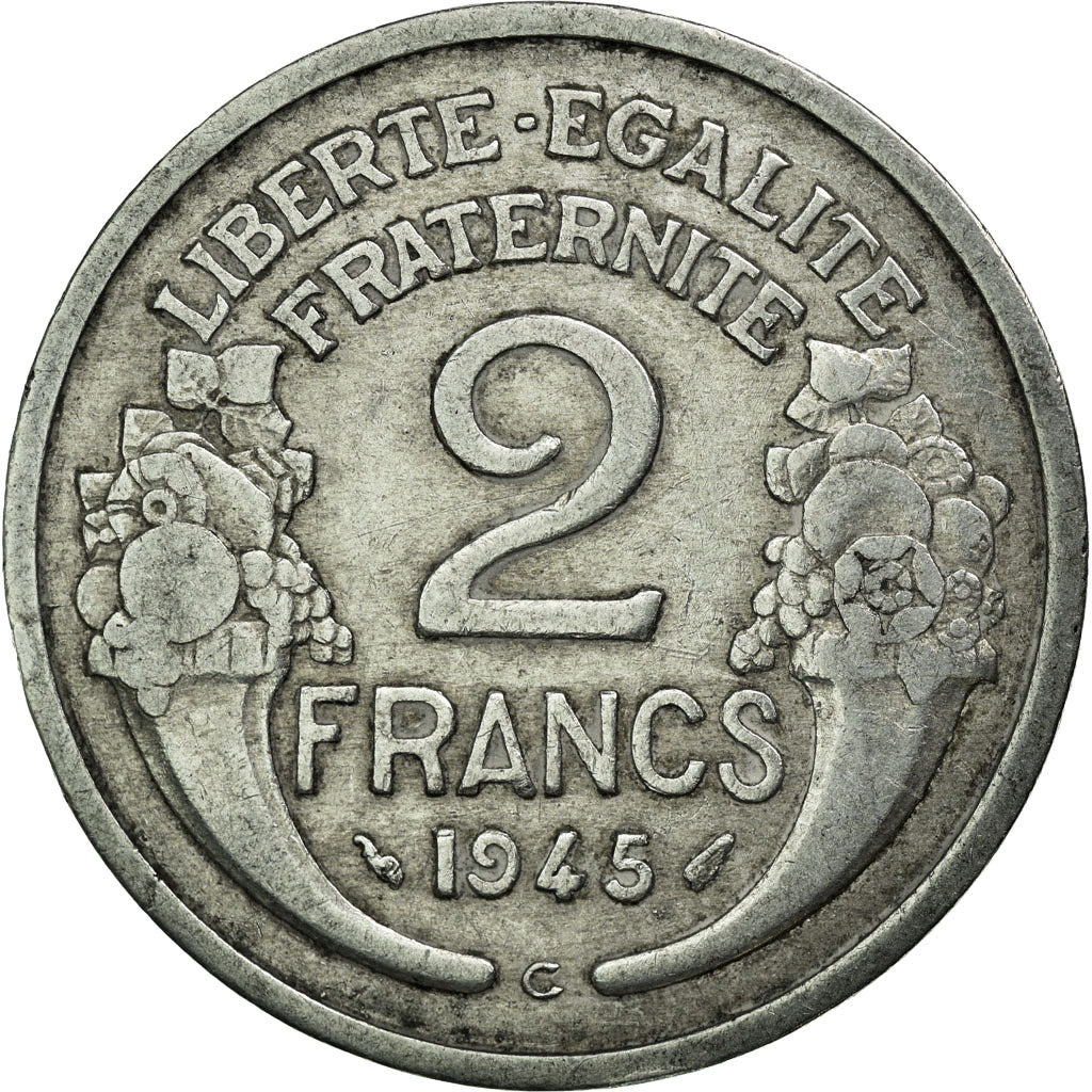 Coin, France, Morlon, 2 Francs, 1945, Castelsarrasin, VF(30-35), Aluminum