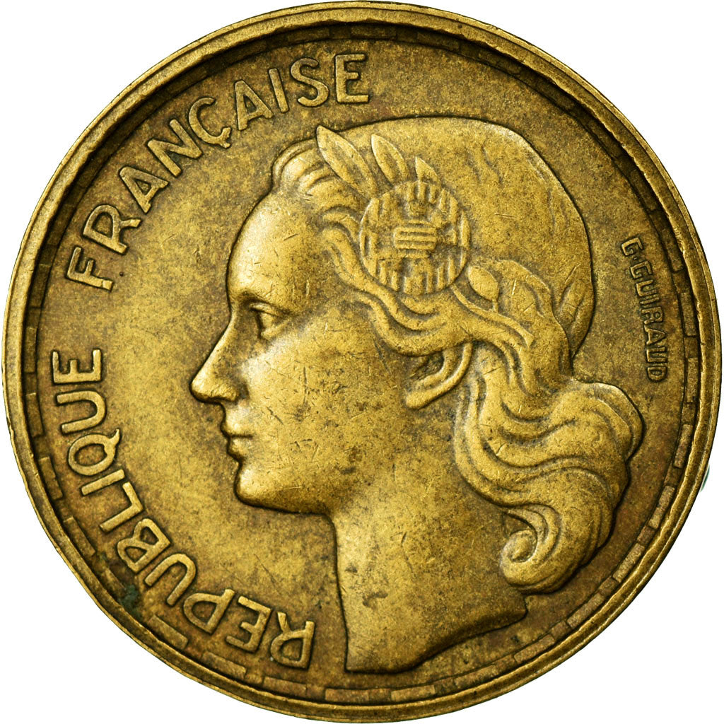 Moneda, Francia, Guiraud, 10 Francs, 1954, Paris, MBC+, Aluminio - bronce