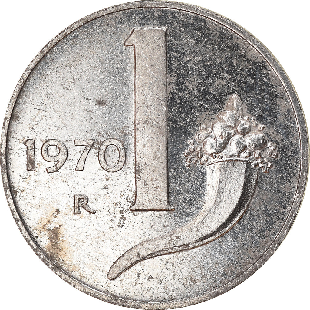 Coin, Italy, Lira, 1970, Rome, VF(30-35), Aluminum, KM:91