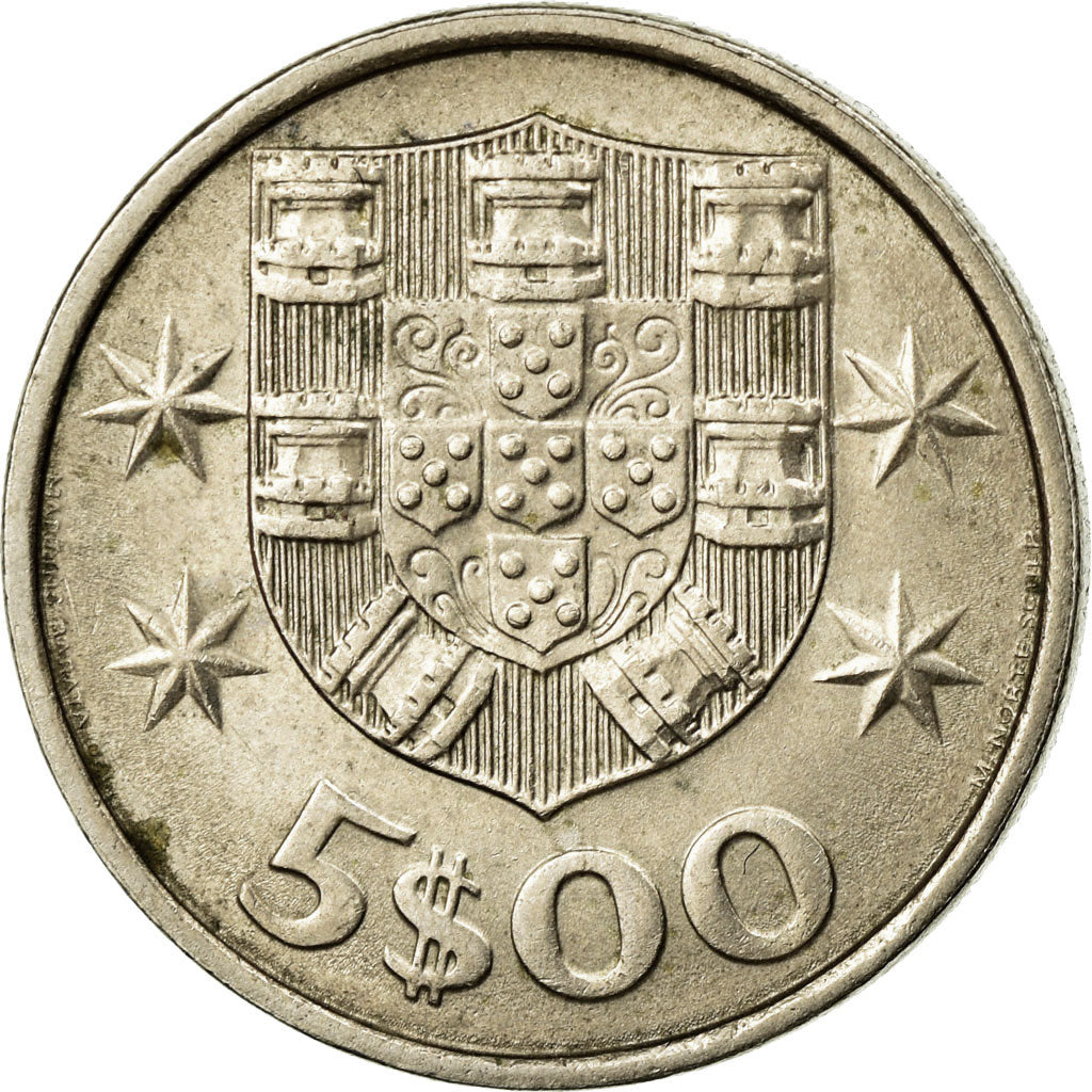 Moneta, Portogallo, 5 Escudos, 1983, BB+, Rame-nichel, KM:591