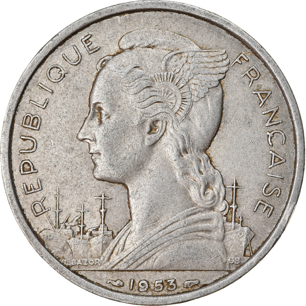 Coin, Madagascar, 5 Francs, 1953, Paris, EF(40-45), Aluminum, KM:5