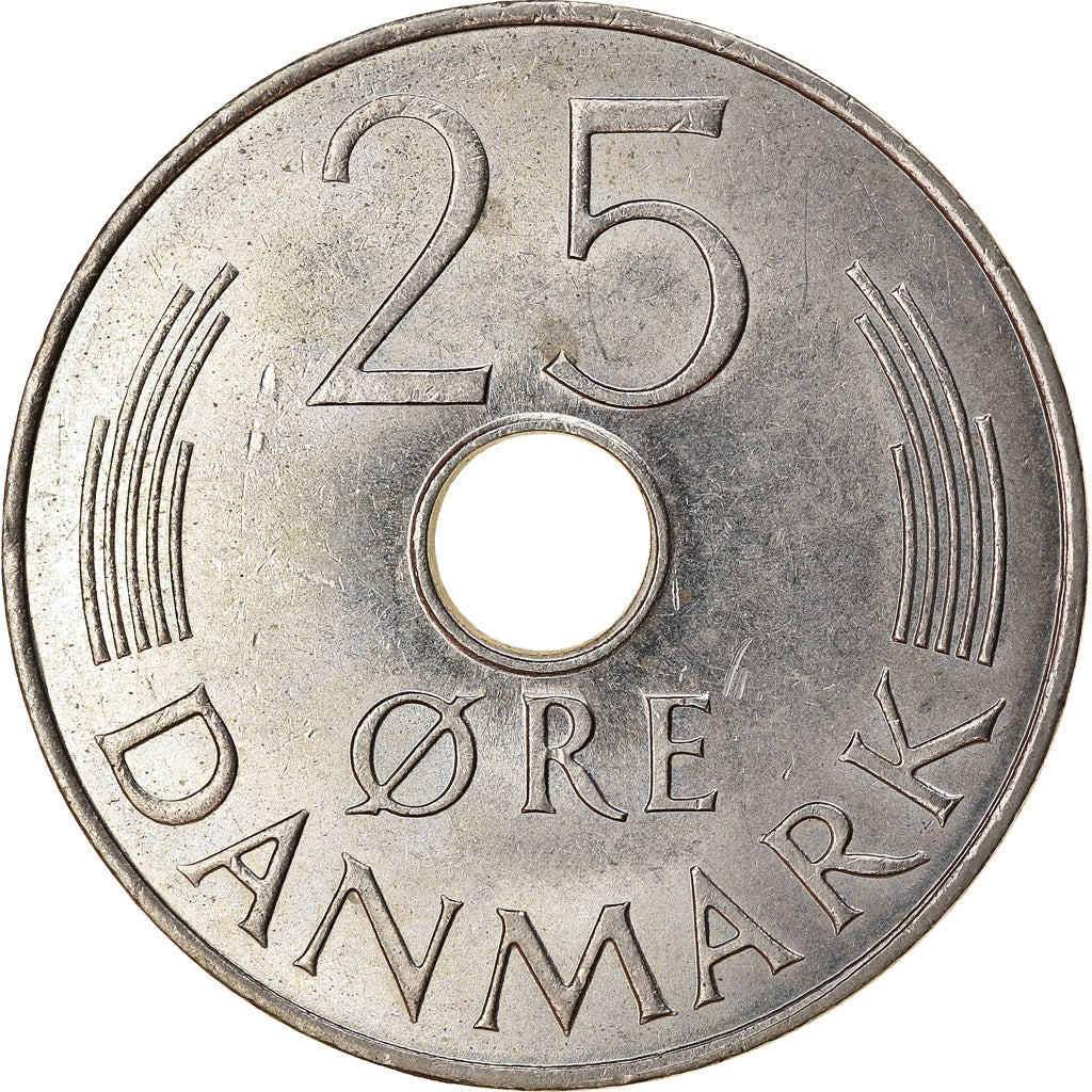 Moneda, Dinamarca, Margrethe II, 25 Öre, 1981, Copenhagen, MBC, Cobre -