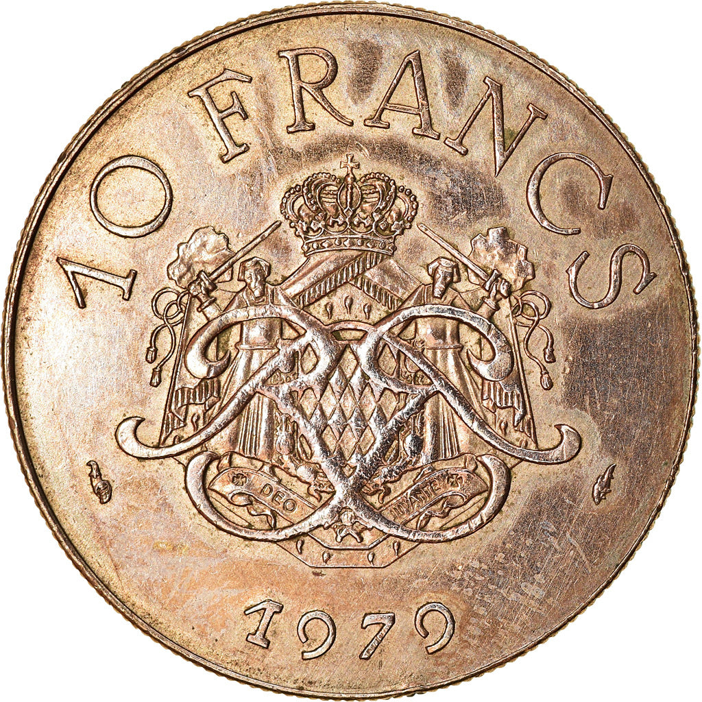 Munten, Monaco, Rainier III, 10 Francs, 1979, ZF, Copper-Nickel-Aluminum