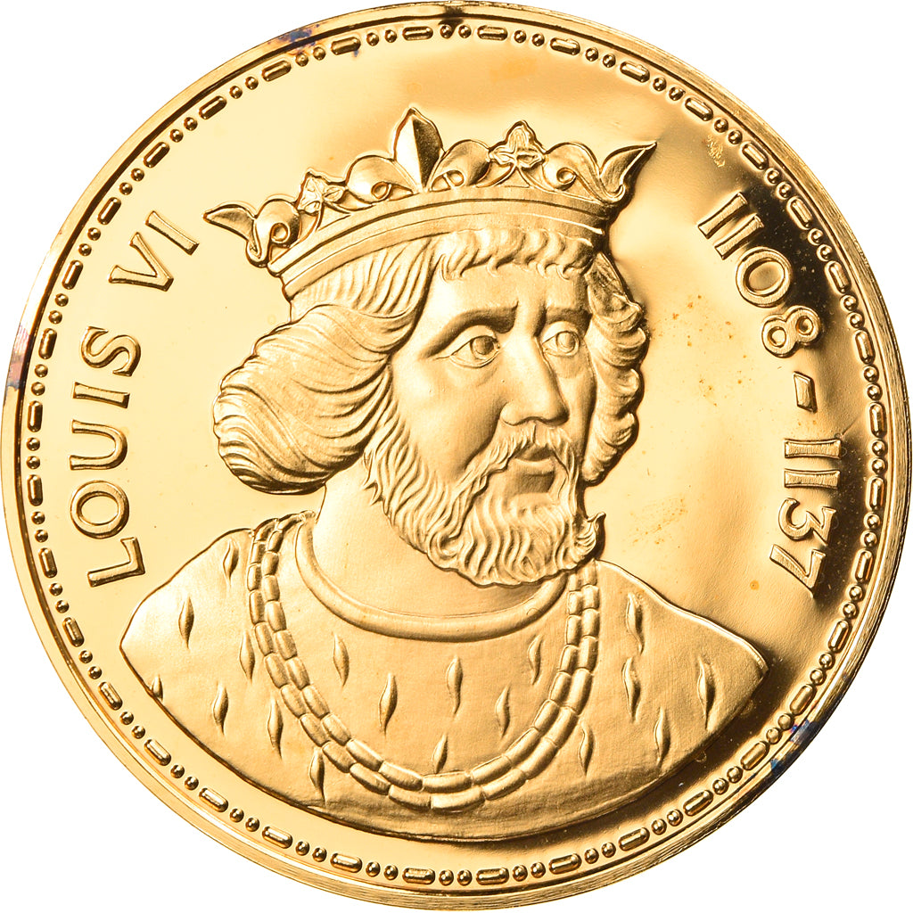 Francja, Medal, Les Rois de France, Louis VI, Historia, MS(64), Vermeil