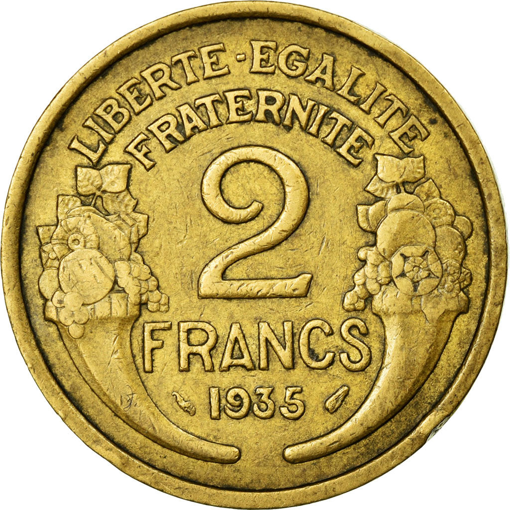 Coin, France, Morlon, 2 Francs, 1935, AU(50-53), Aluminum-Bronze, KM:886