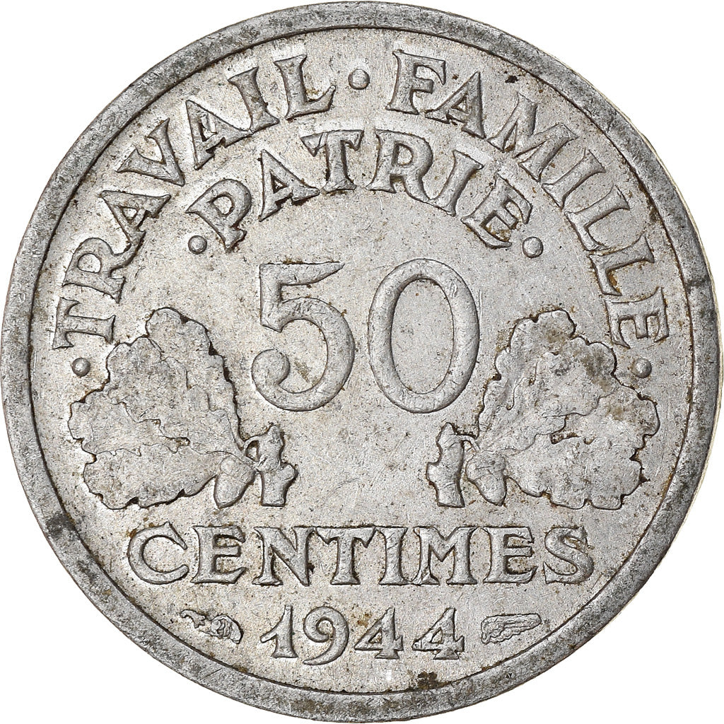 Munten, Frankrijk, Bazor, 50 Centimes, 1944, Beaumont - Le Roger, ZF, Aluminium