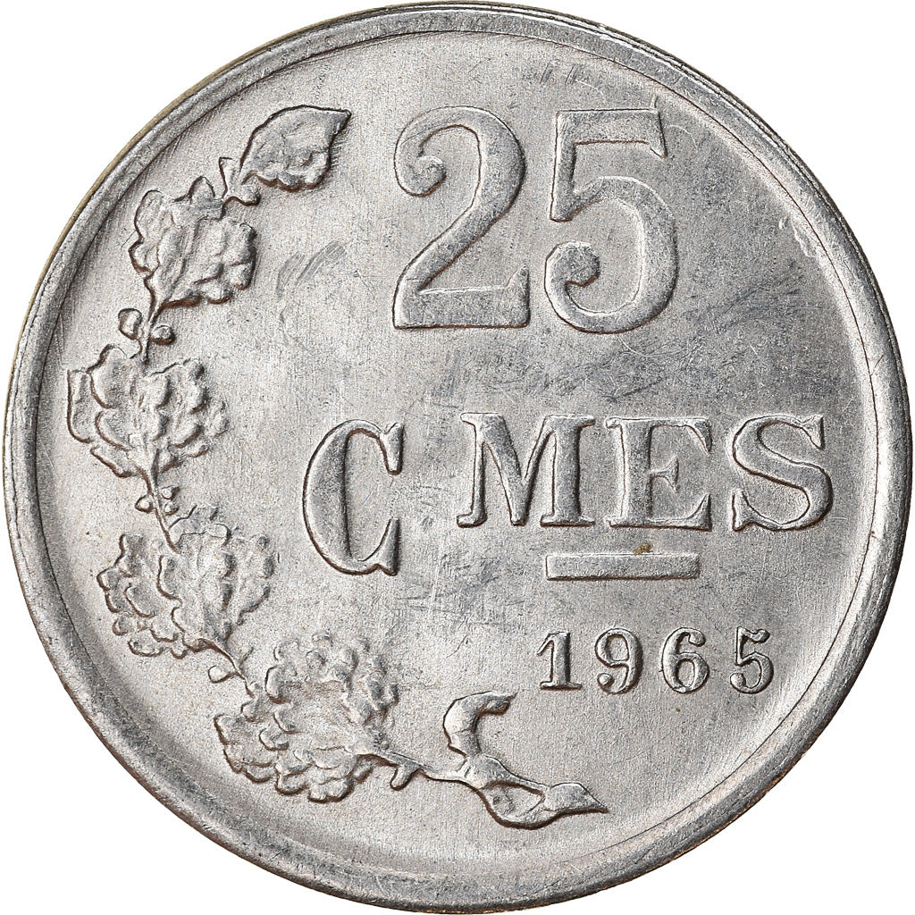 Coin, Luxembourg, Jean, 25 Centimes, 1965, MS(63), Aluminum, KM:45a.1