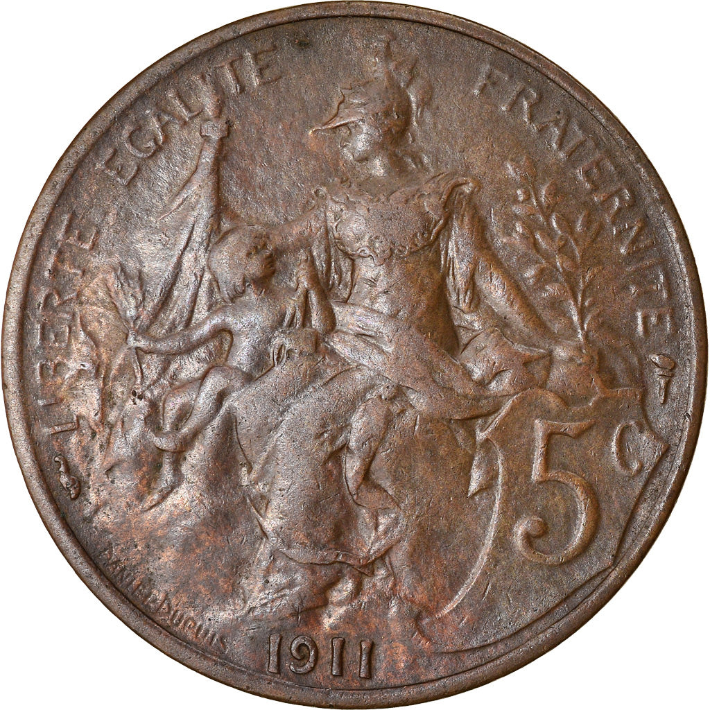 Coin, France, Dupuis, 5 Centimes, 1911, Paris, EF(40-45), Bronze, KM:842