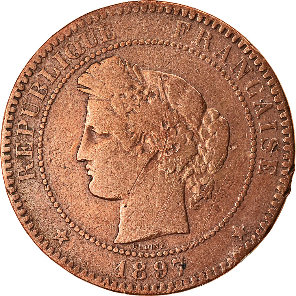 Monnaie, France, Cérès, 10 Centimes, 1897, Paris, TB, Bronze, Gadoury:265a