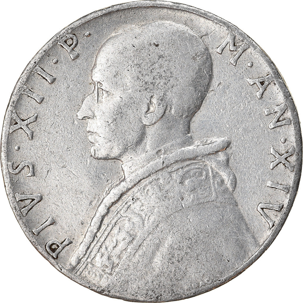 Coin, VATICAN CITY, Pius XII, 10 Lire, 1952, Roma, VF(20-25), Aluminum, KM:52.1