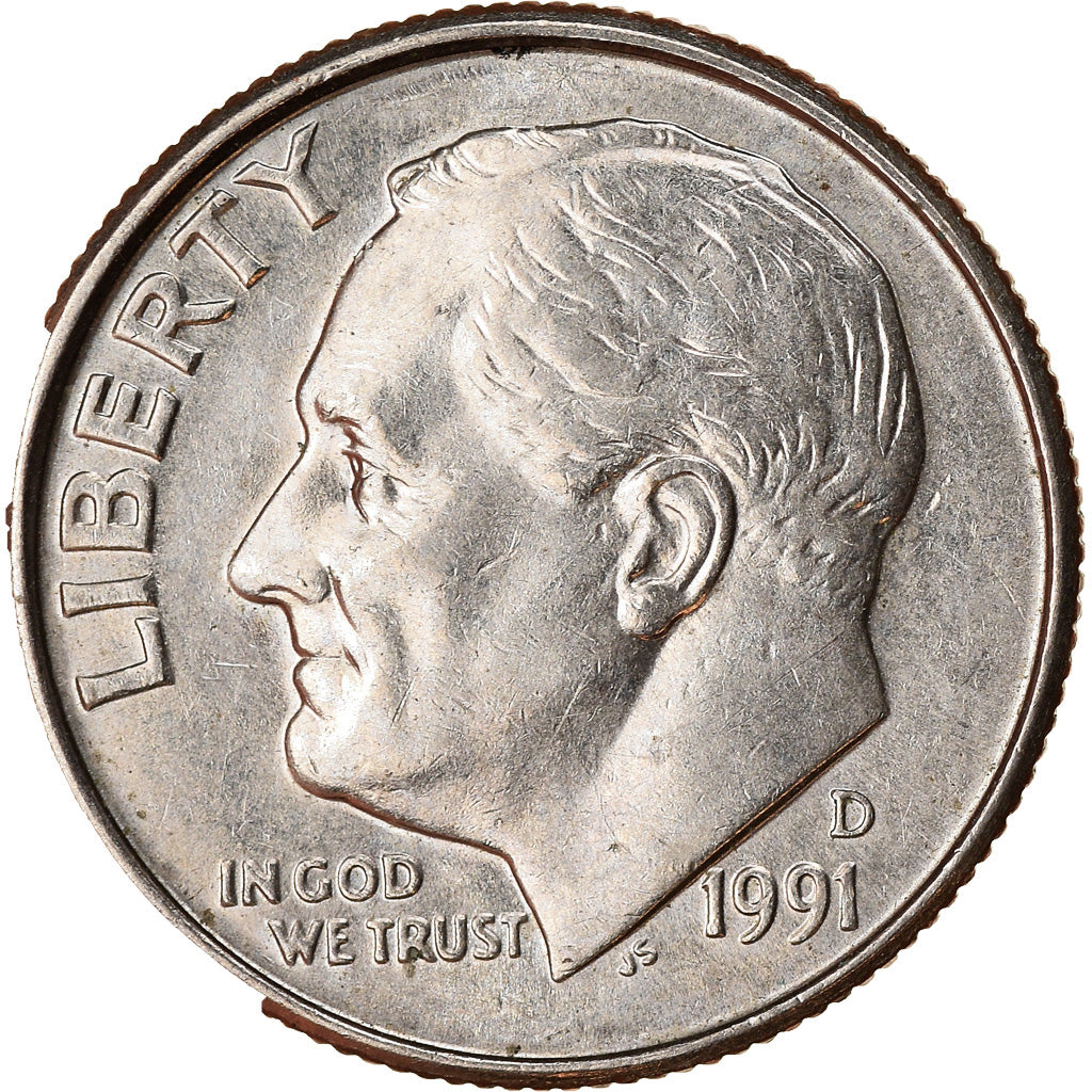 Moeda, Estados Unidos da América, Roosevelt Dime, Dime, 1991, U.S. Mint
