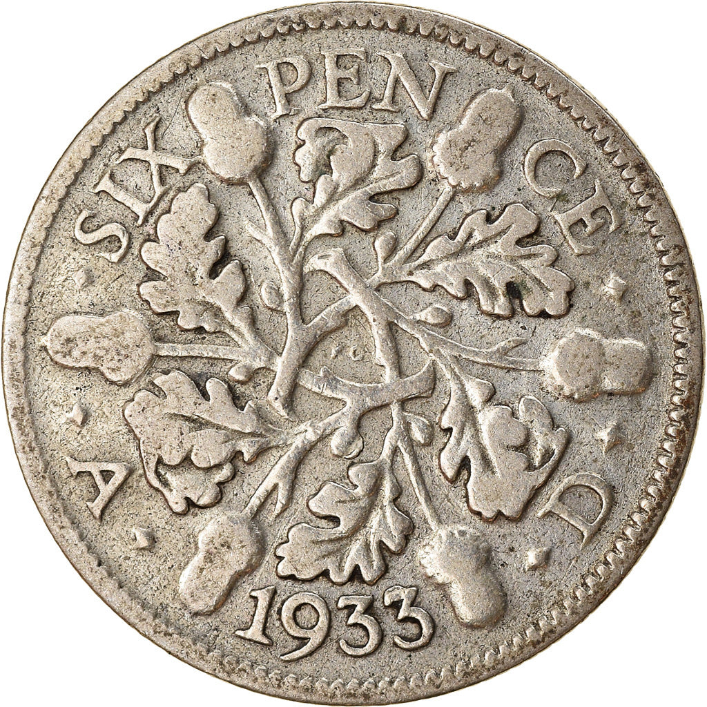 Coin, Great Britain, George V, 6 Pence, 1933, VF(30-35), Silver, KM:832