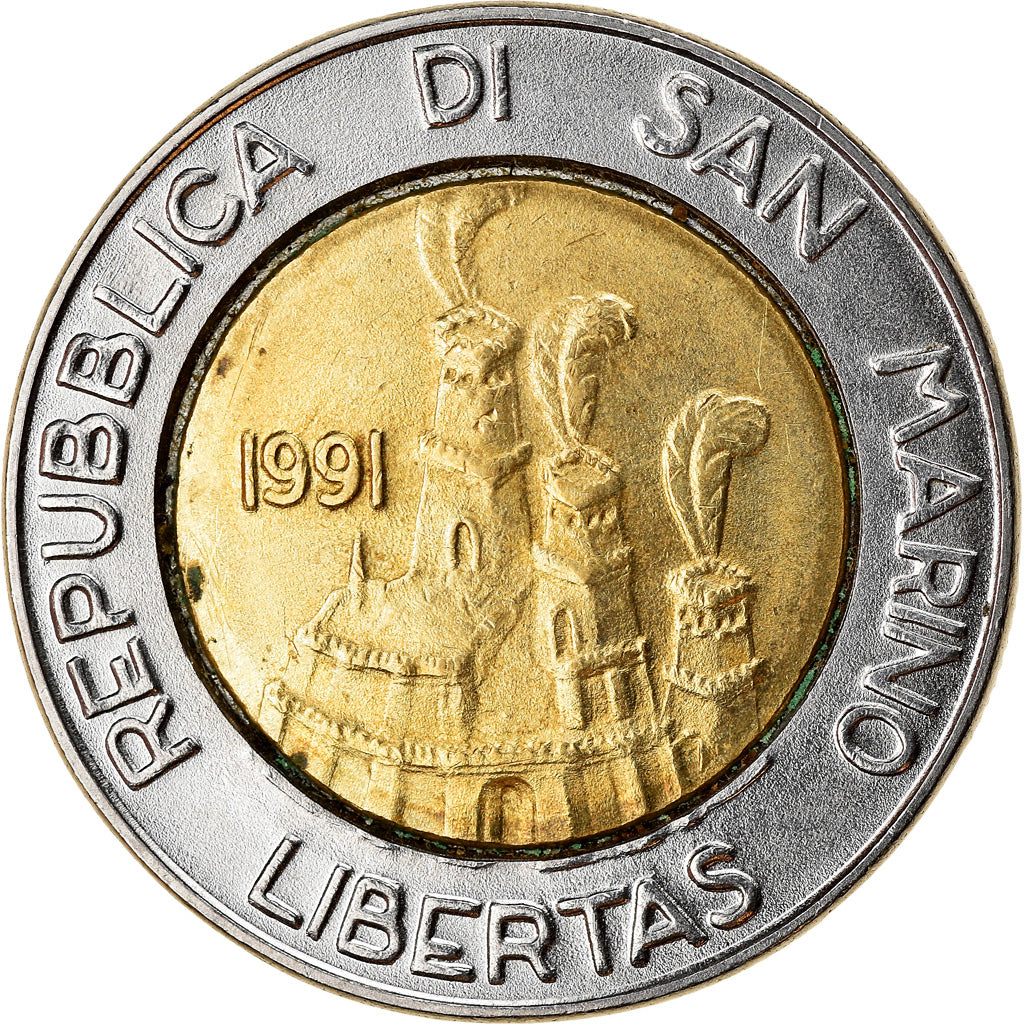 Monnaie, San Marino, 500 Lire, 1991, TTB+, Bi-Metallic, KM:269