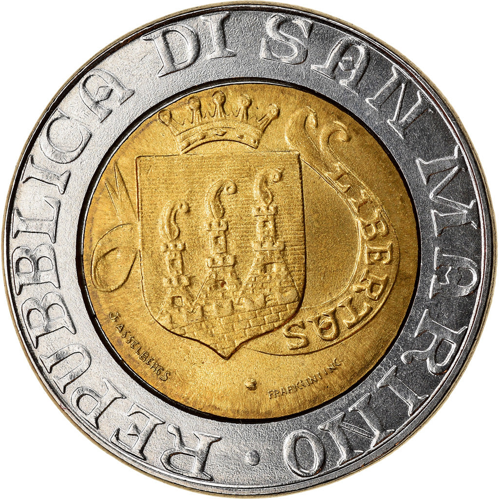 Moeda, San Marino, 500 Lire, 1989, Rome, AU(55-58), Bimetálico, KM:239