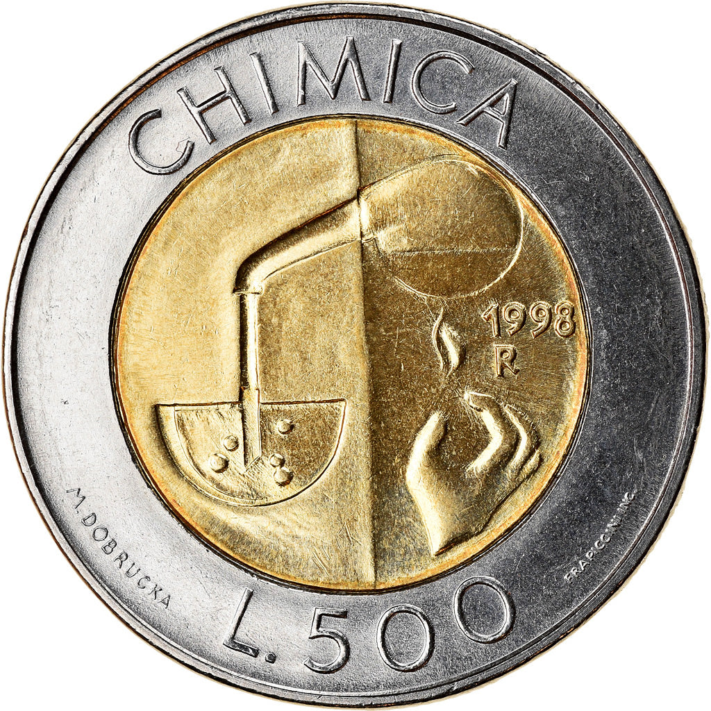 Coin, San Marino, 500 Lire, 1998, Rome, AU(55-58), Bi-Metallic, KM:383