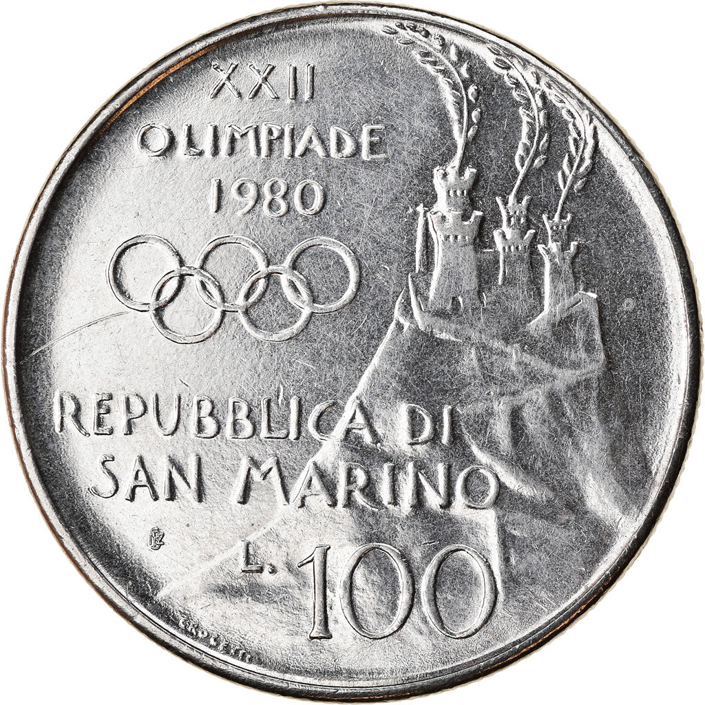 Coin, San Marino, 100 Lire, 1980, Rome, EF(40-45), Steel, KM:108