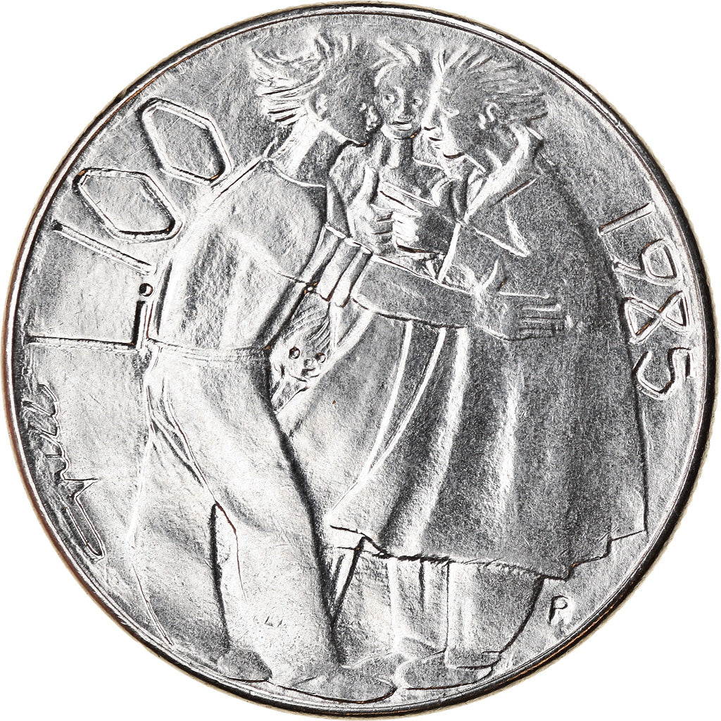 Coin, San Marino, 100 Lire, 1985, Rome, AU(50-53), Steel, KM:179