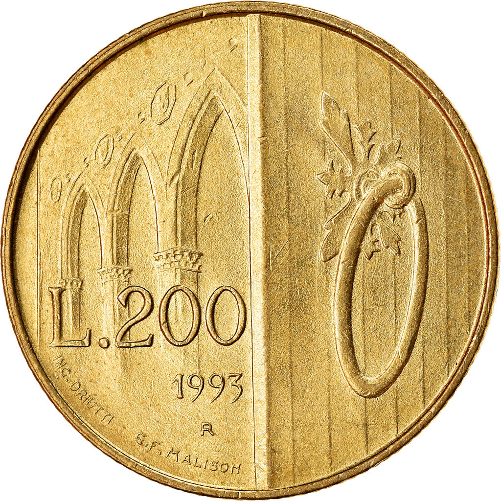Moneta, San Marino, 200 Lire, 1993, BB, Alluminio-bronzo, KM:300