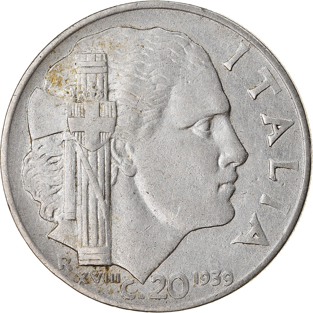Moneda, Italia, Vittorio Emanuele III, 20 Centesimi, 1939, Rome, MBC, Acero