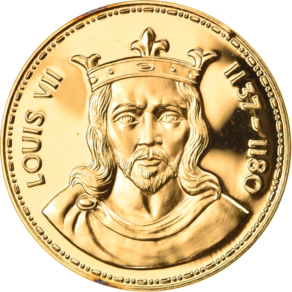 France, Medal, Les Rois de France, Louis VII, History, MS(64), Vermeil