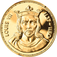 France, Medal, Les Rois de France, Louis VII, History, MS(64), Vermeil