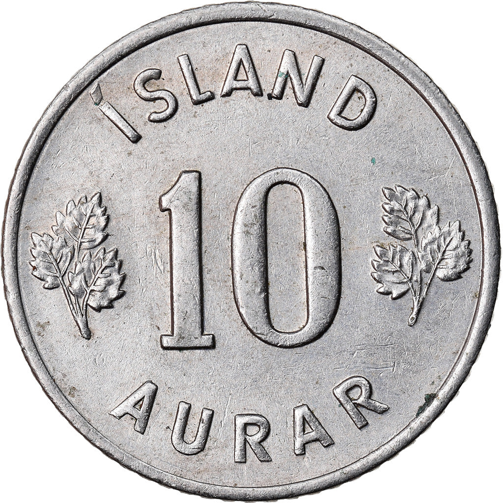 Munten, IJsland, 10 Aurar, 1966, ZF, Copper-nickel, KM:10