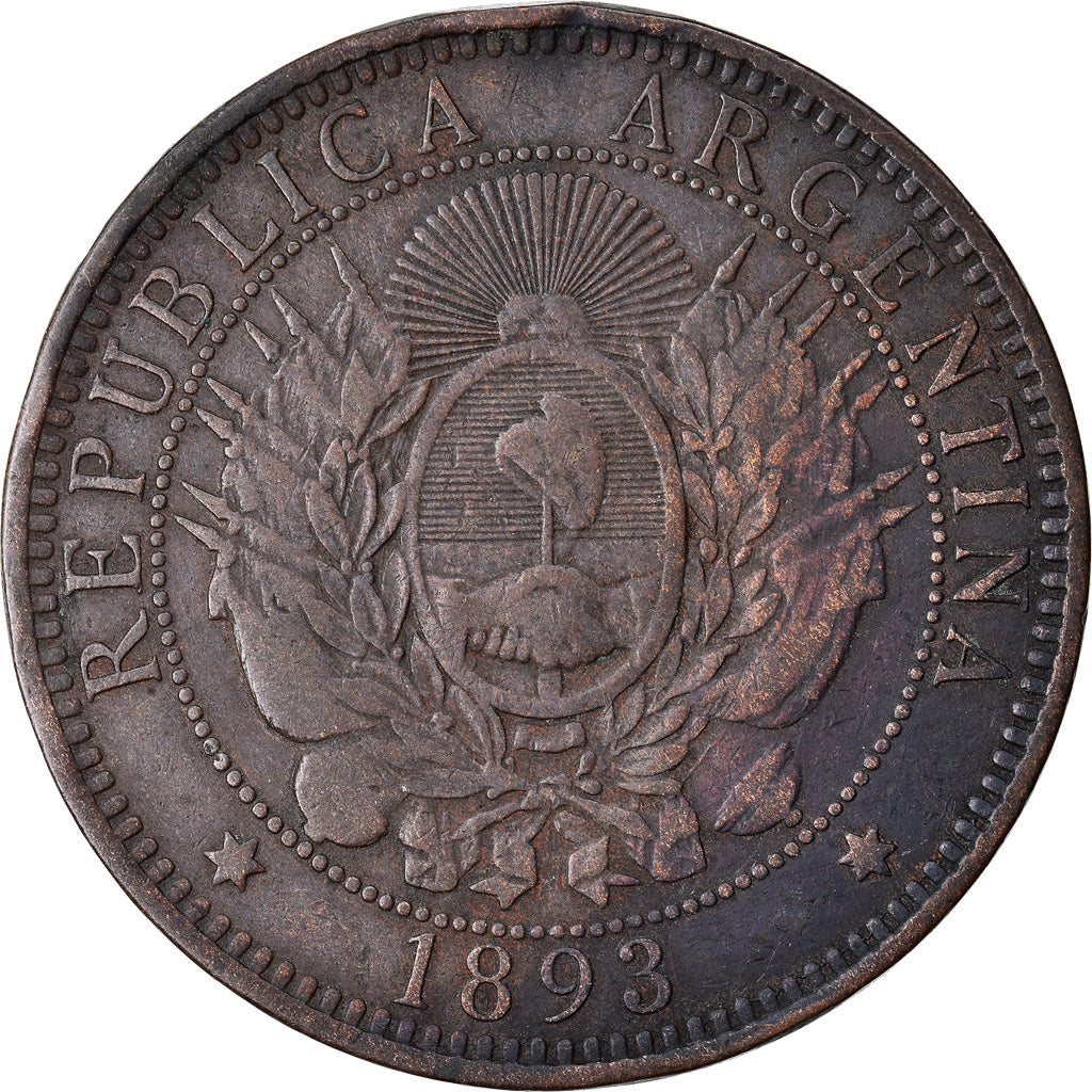 Coin, Argentina, 2 Centavos, 1893, VF(30-35), Bronze, KM:33
