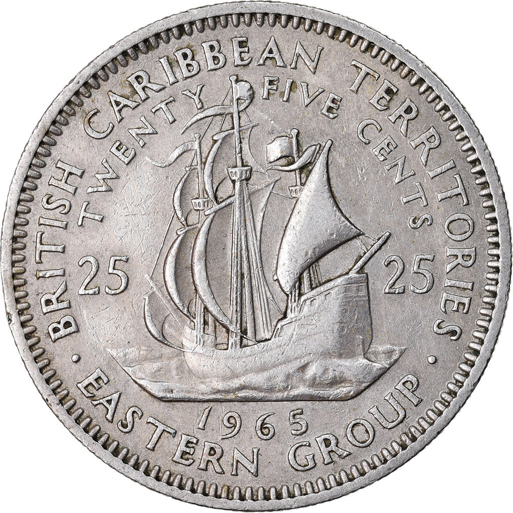 Munten, Staten van de oostelijke Caraïben, Elizabeth II, 25 Cents, 1965, FR+