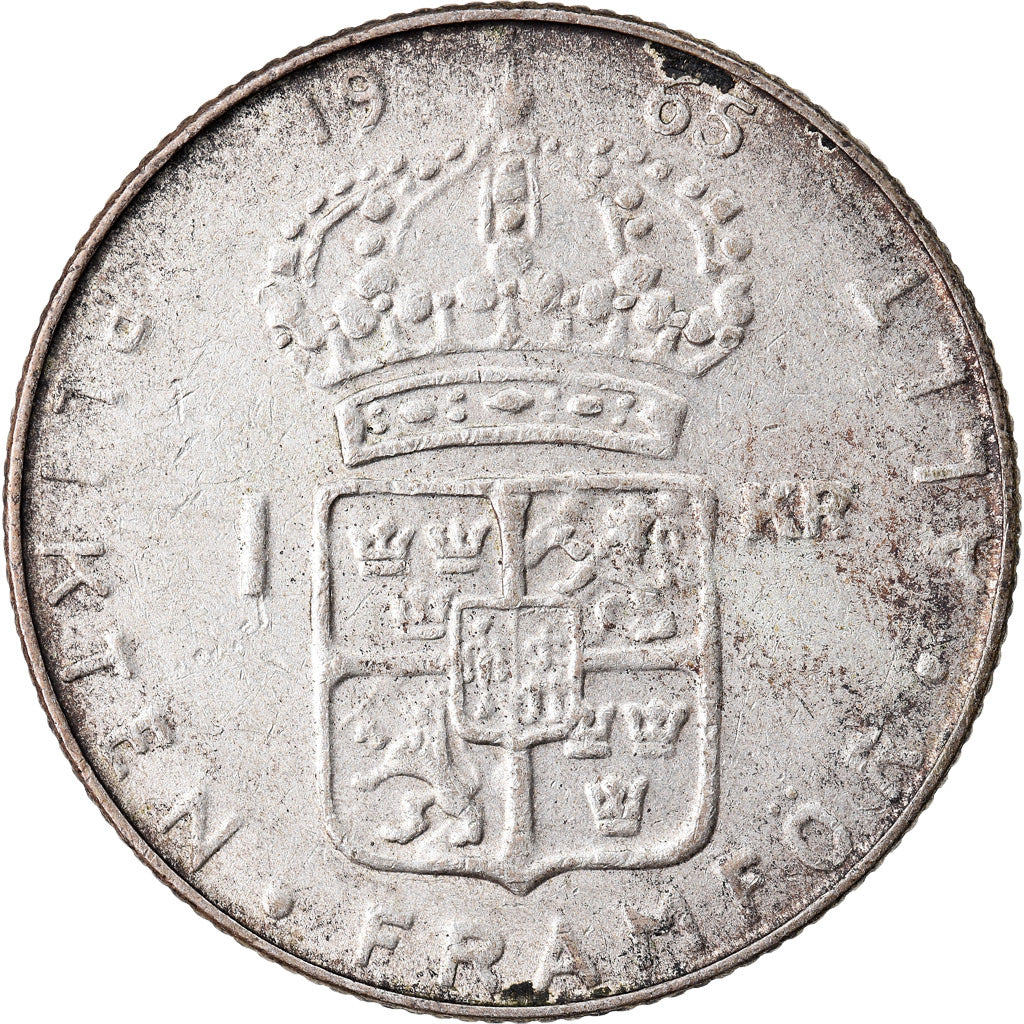 Moeda, Suécia, Gustaf VI, Krona, 1965, EF(40-45), Prata, KM:826