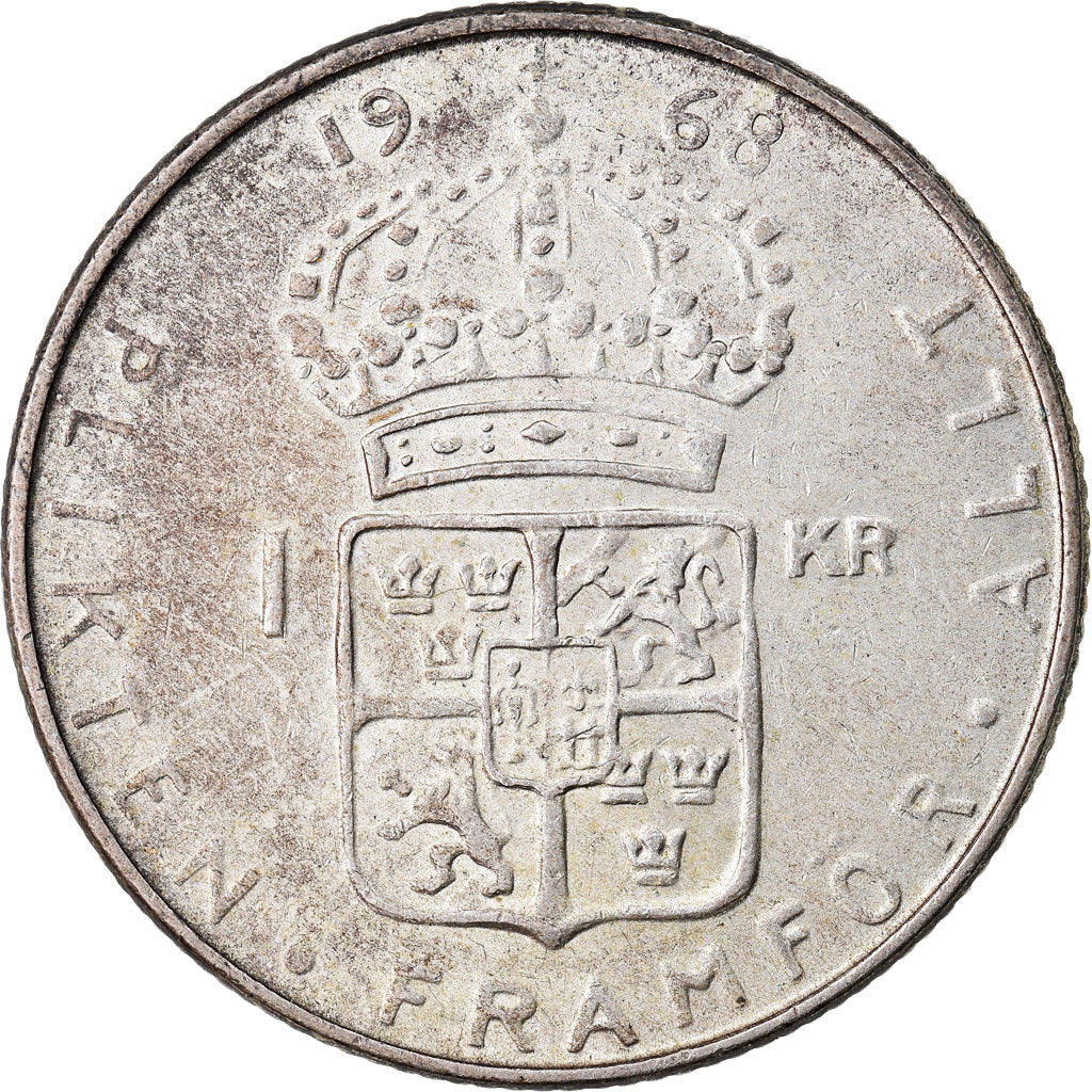Moneta, Szwecja, Gustaf V, Krona, 1968, EF(40-45), Srebro, KM:814