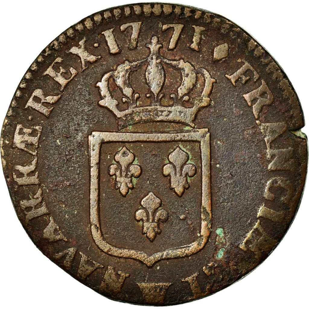 Coin, France, Louis XV, Sol à la vieille tête, Sol, 1771, Lille, VF(20-25)