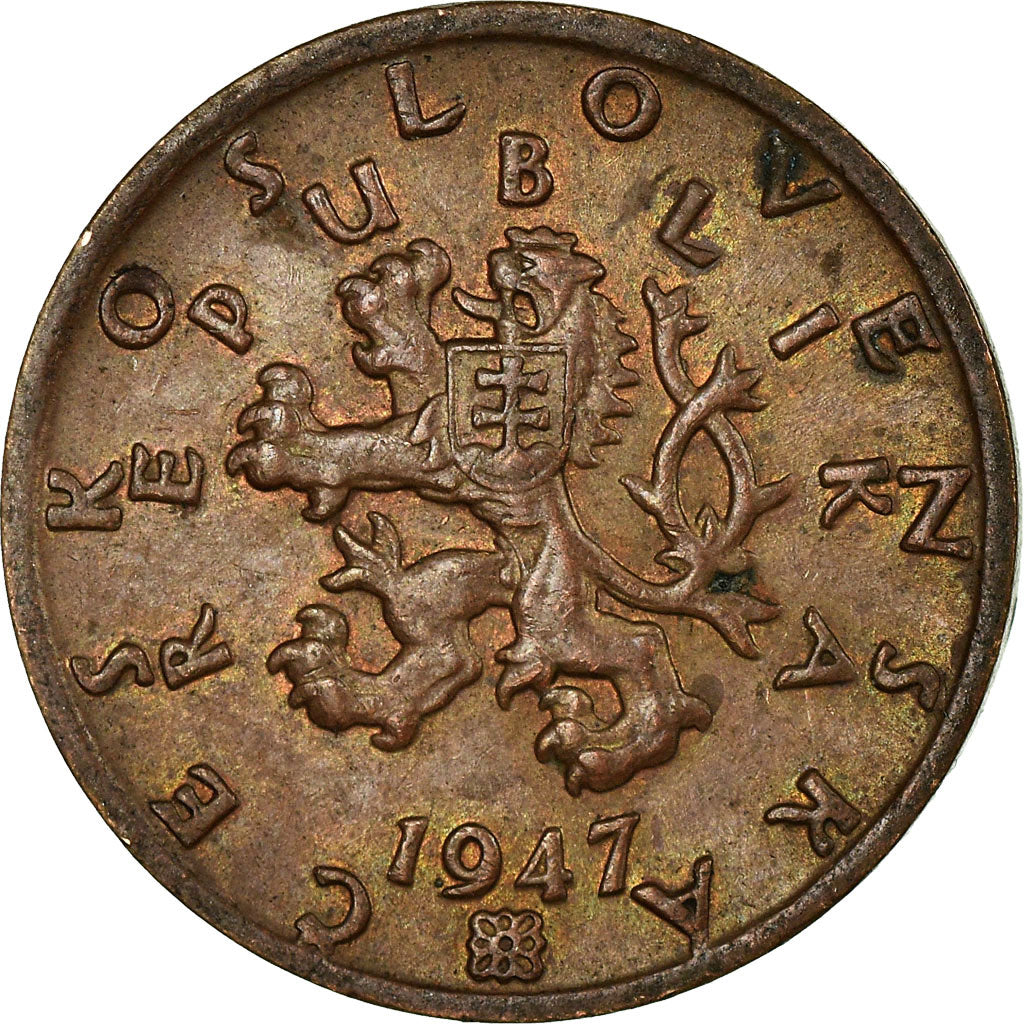 Moneda, Checoslovaquia, 50 Haleru, 1947, MBC, Bronce, KM:21