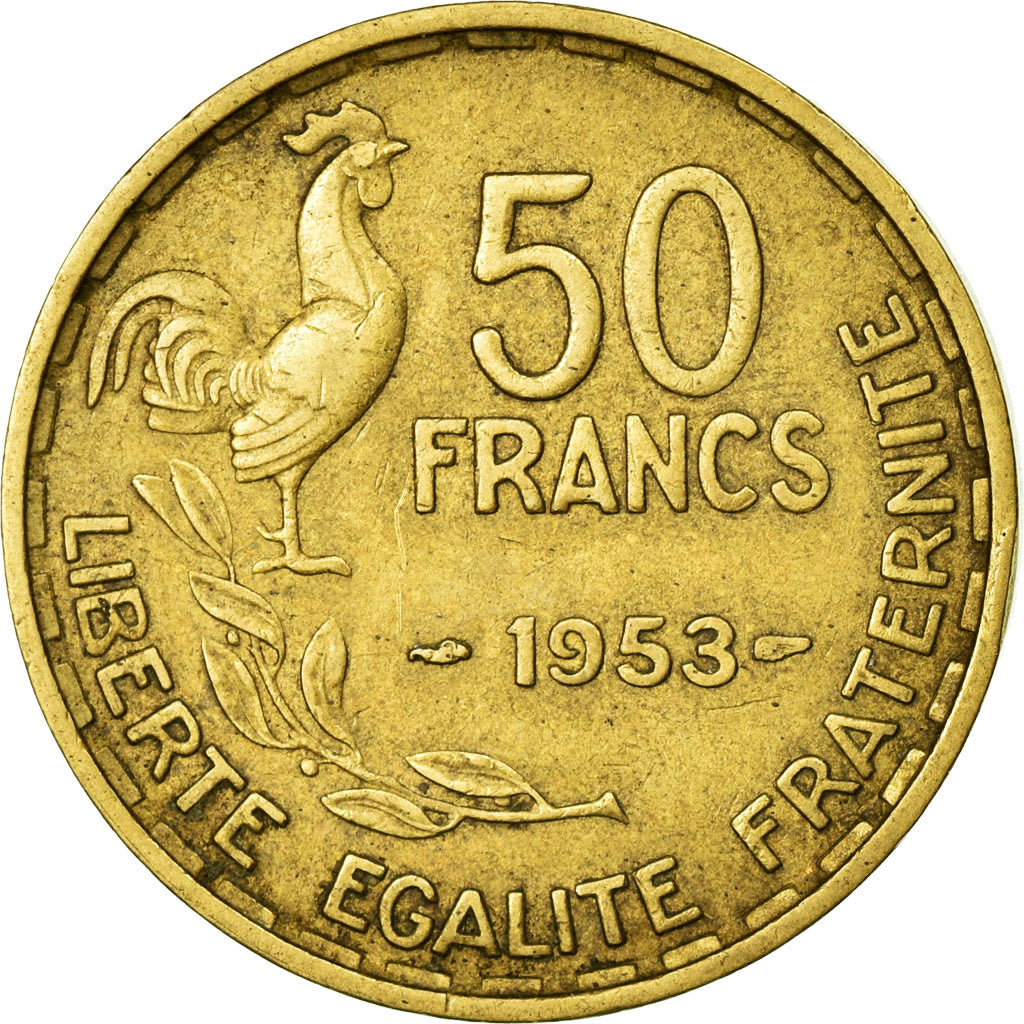 Coin, France, Guiraud, 50 Francs, 1953, Paris, EF(40-45), Aluminum-Bronze