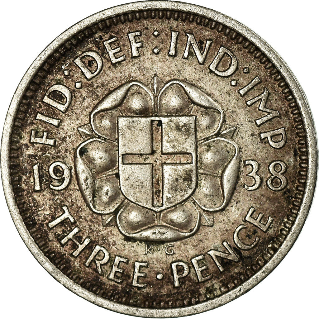 Münze, Großbritannien, George VI, 3 Pence, 1938, SS, Silber, KM:848