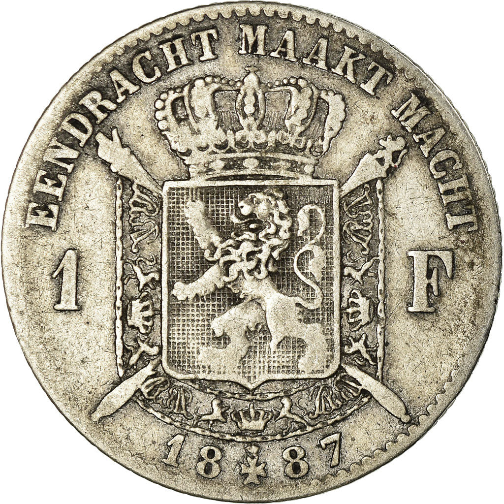 Coin, Belgium, Leopold II, Franc, 1887, VF(20-25), Silver, KM:29.1