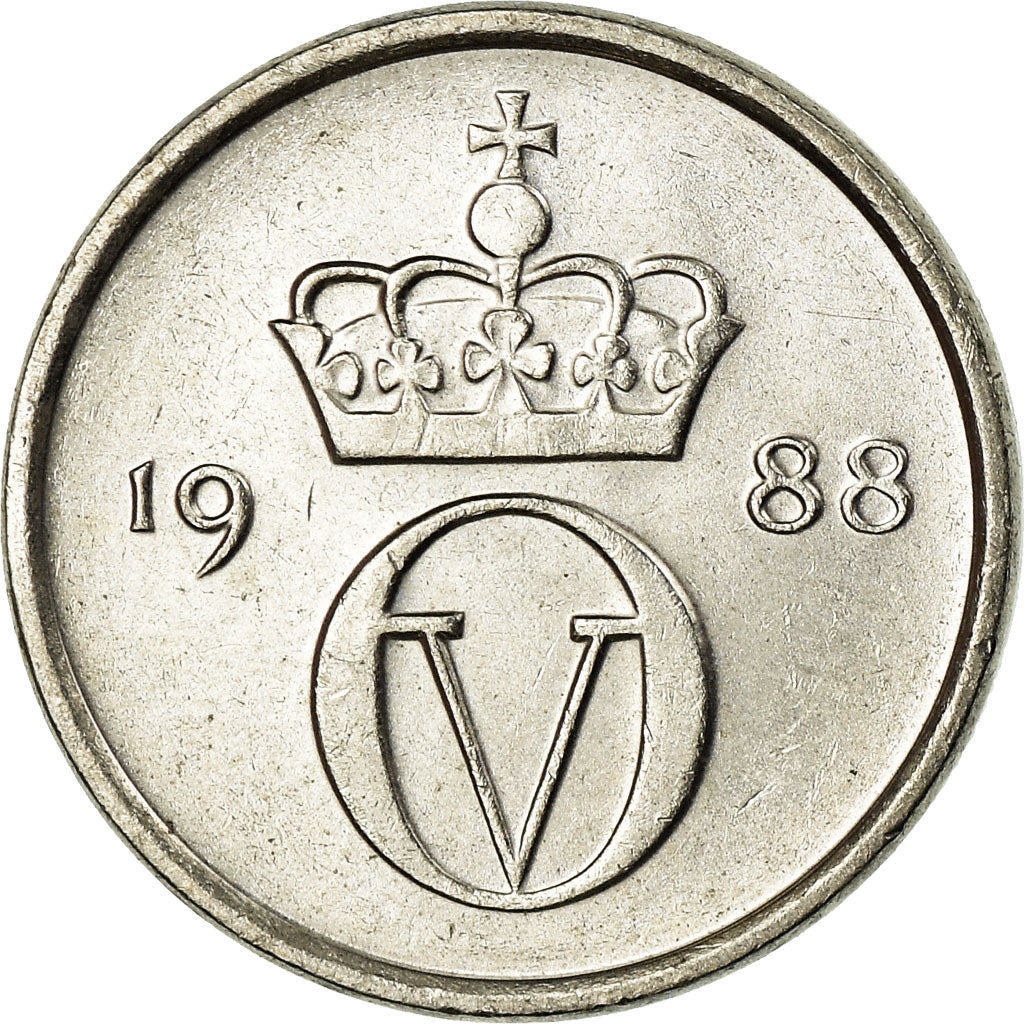 Moeda, Noruega, Olav V, 10 Öre, 1988, AU(55-58), Cobre-níquel, KM:416