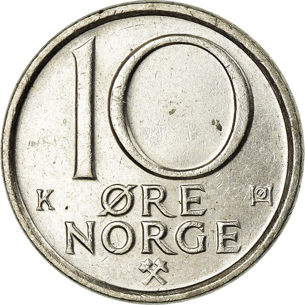 Moeda, Noruega, Olav V, 10 Öre, 1988, AU(55-58), Cobre-níquel, KM:416