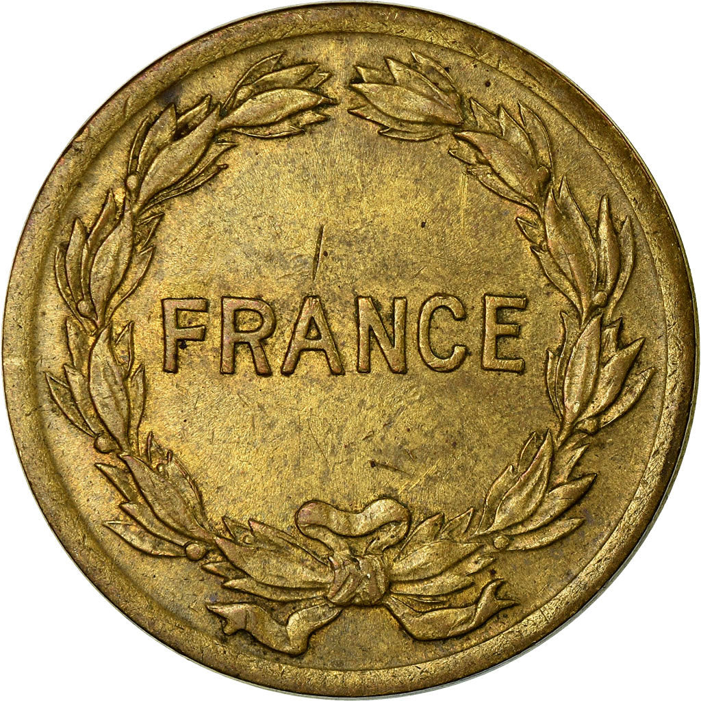 Moeda, França, France Libre, 2 Francs, 1944, Philadelphia, VF(30-35), Latão