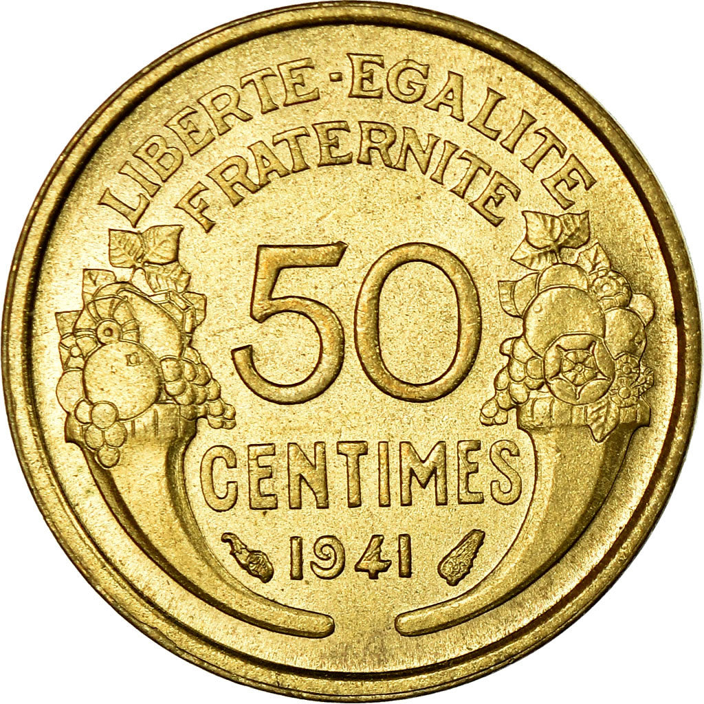 Munten, Frankrijk, Morlon, 50 Centimes, 1941, Paris, PR, Aluminum-Bronze
