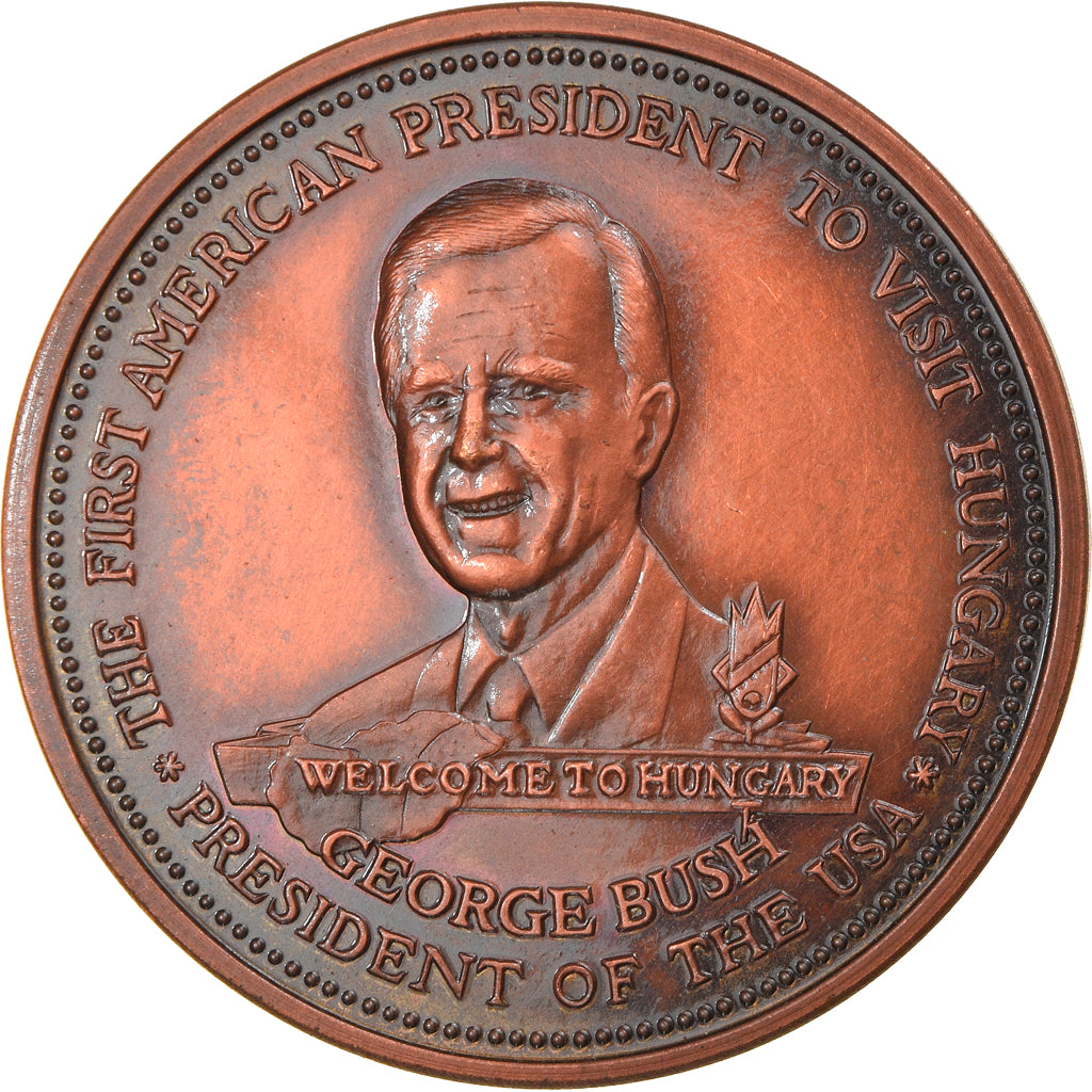 Hungary, Medal, Visite de Georges Bush à Budapest, Politics, Society, War