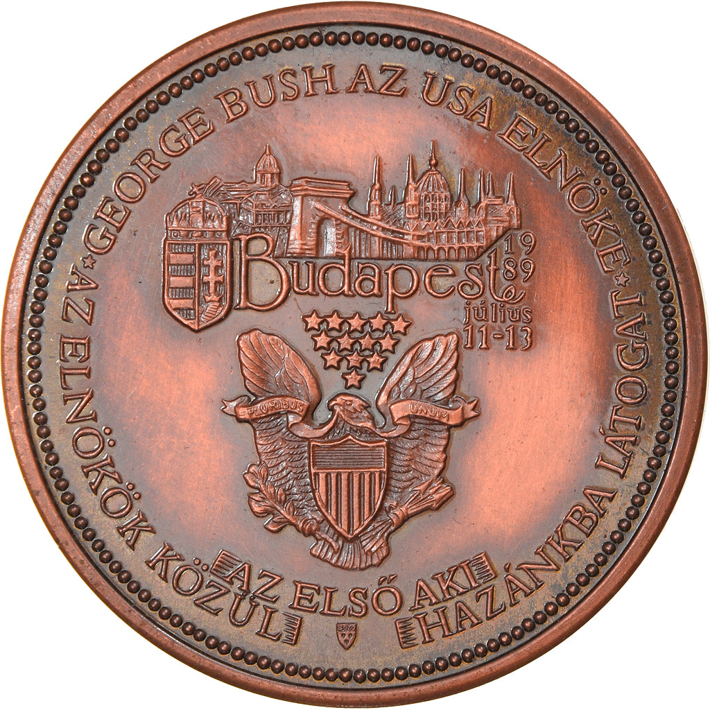 Hungary, Medal, Visite de Georges Bush à Budapest, Politics, Society, War